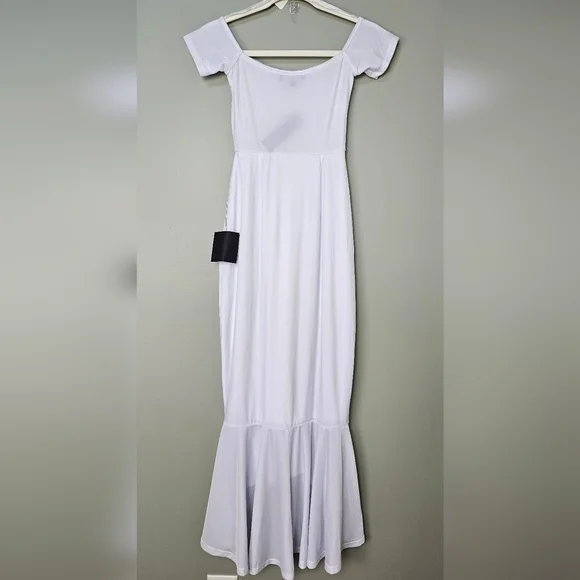Lulus How Much I Care White Velvet Off-the-Shoulder Midi Dress, Size XS - Picture 9 of 11